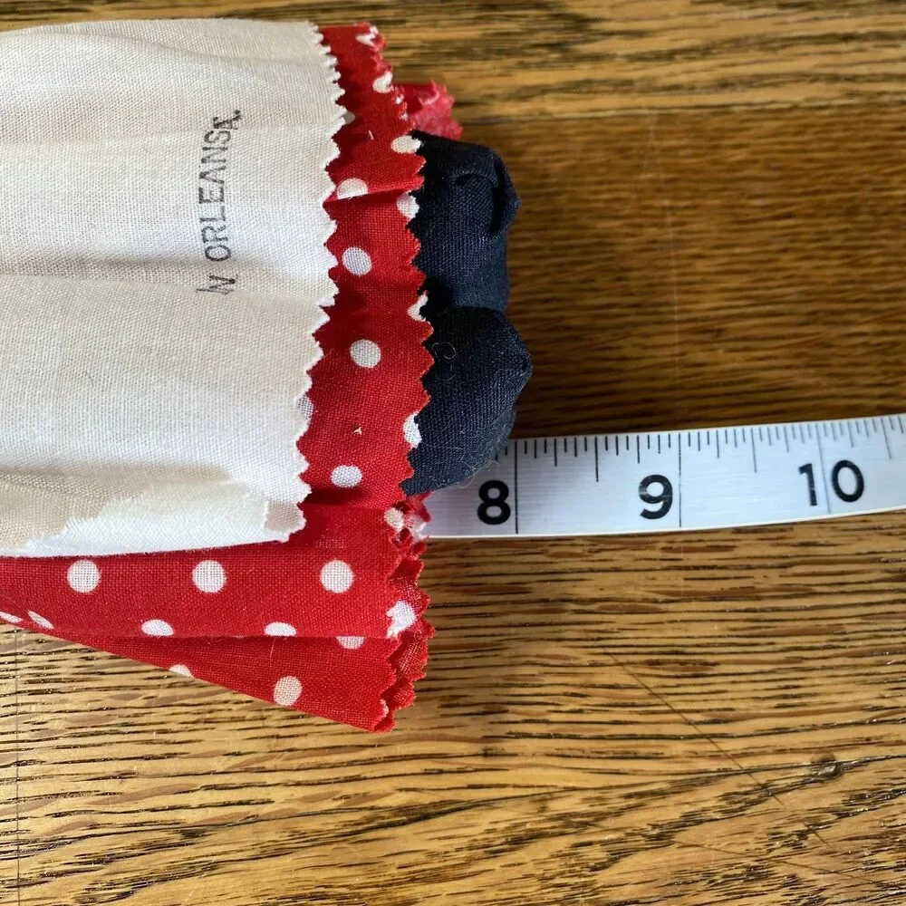 New Orleans Cloth African American Doll Apron Red Polka Dot Dress Bandana